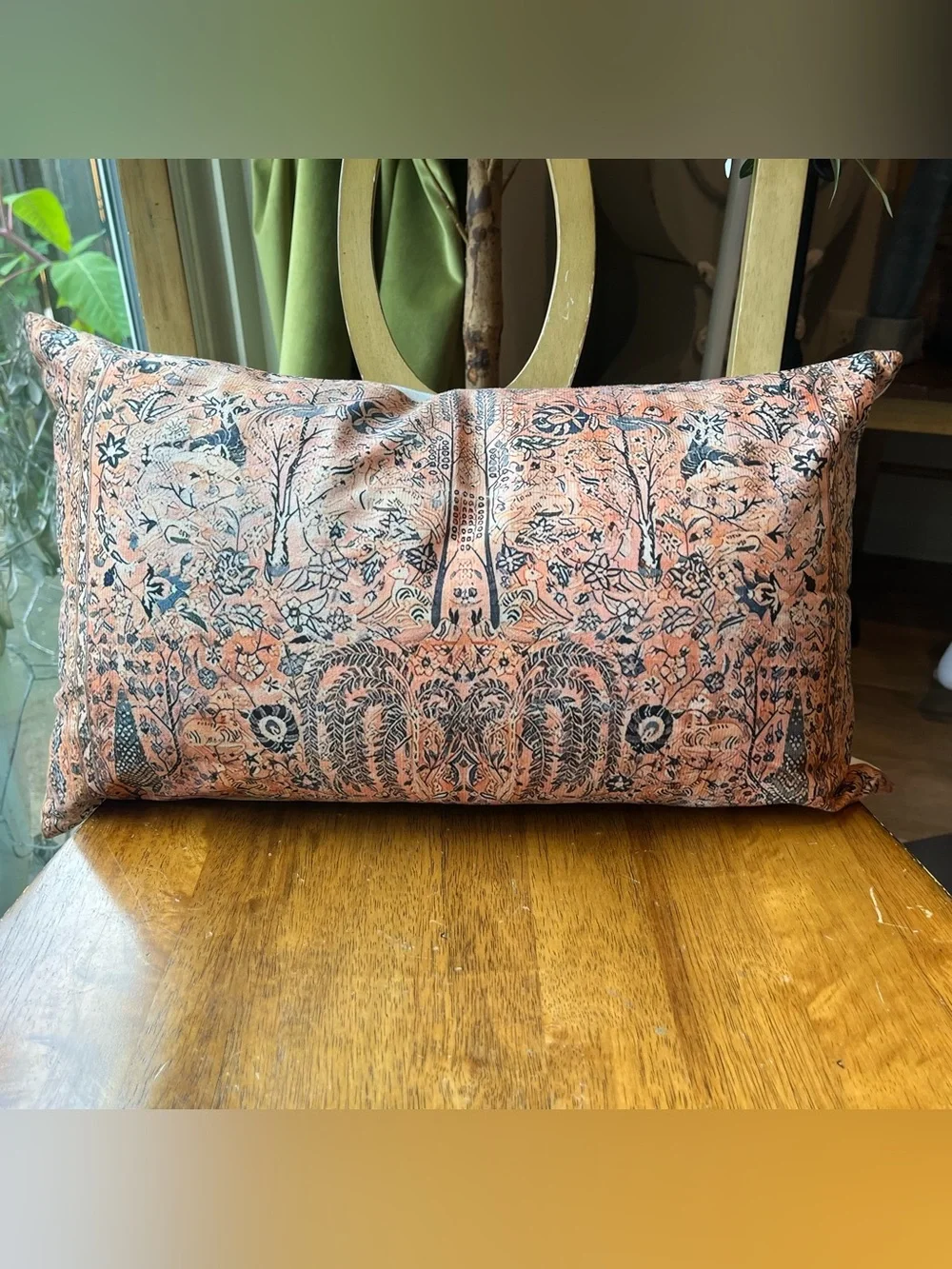Vintage Persian Garden Pillow Cover Boho Lumbar Cushion Case 12”x20”
